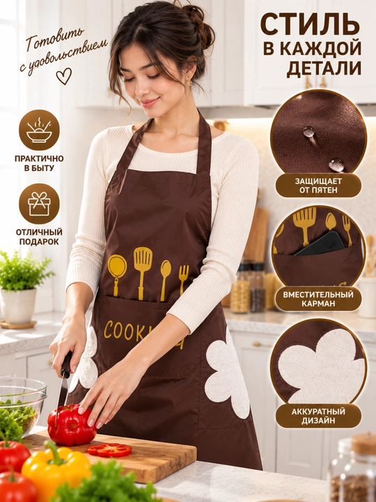 Oshxona fartugi ayollar uchun COOKING, fartuk, cho‘ntakli, oshpazlik, uy uchun