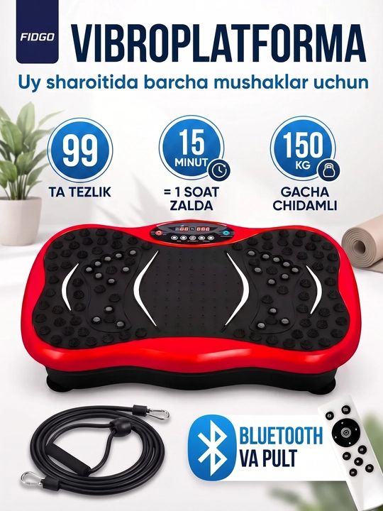 Vibroplatforma FIDGO, ozish va massaj uchun trenajyor, Bluetooth va pult bilan - 
