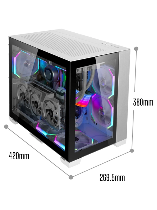 Корпус Lian Li O11 Dynamic Mini E-ATX, два стекла, две камеры, блок питания SFX, карта до 395 мм - 