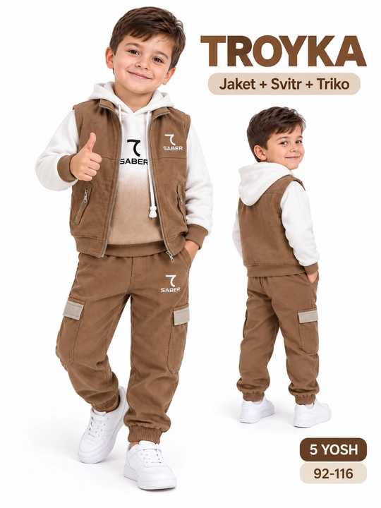 Детская тройка, костюм для мальчиков, жакет, свитшот, трико, 3-6 лет, спортивная одежда - 