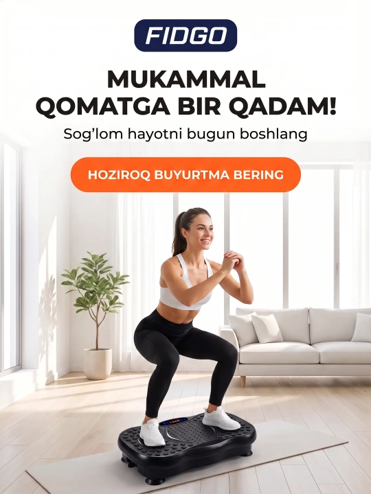 Vibroplatforma FIDGO, ozish va massaj uchun trenajyor, Bluetooth va pult bilan