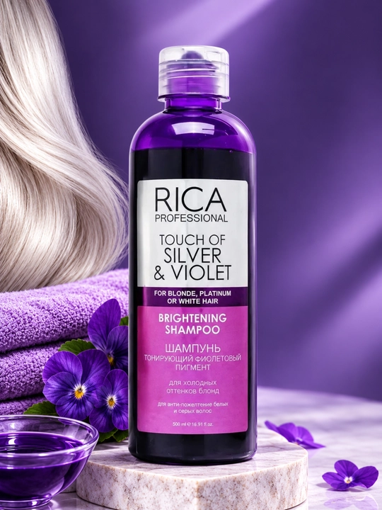 RICA Professional Touch of Silver & Violet — тонирующий фиолетовый шампунь для блондинок