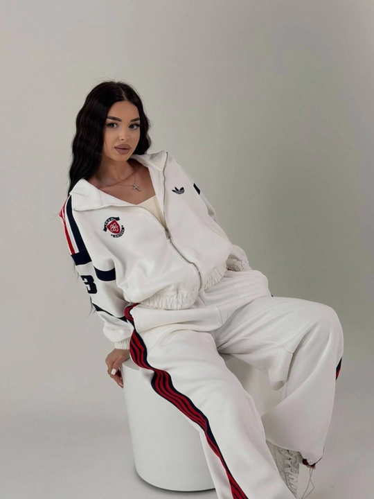 Ayollar uchun sport kostyumi dvoyka, oversize olimpiyka va keng shim, 2 ip XB trikotaj - 