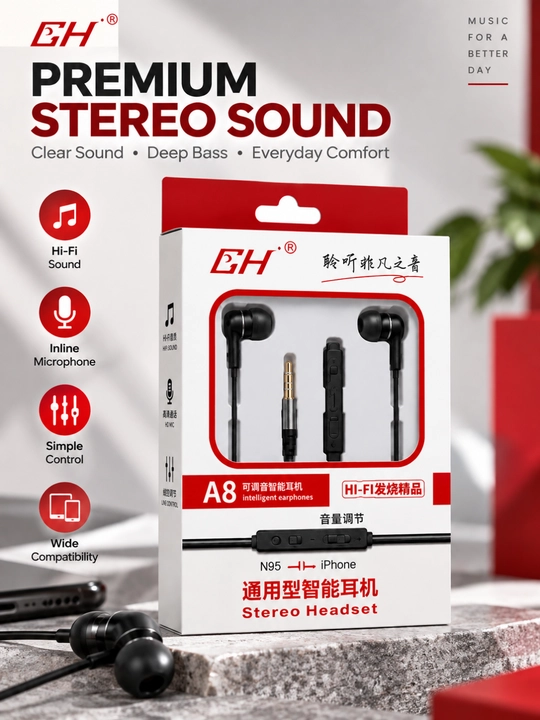 A8 stereo simli naushnik mikrofonli 3. 5 mm quloqchin android va iphone qurilmalari uchun - 