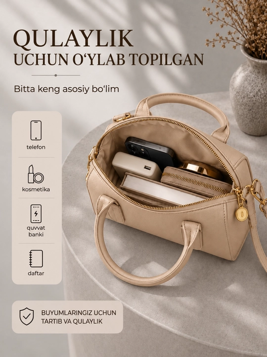 Ayollar uchun uslubidagi eko-charmdan kichik kross-bodi sumkasi