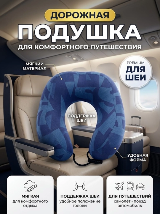 Bo‘yin uchun sayohat yostig‘i – samolyot, poyezd va avtomobil uchun yumshoq yo‘l yostig‘i - 
