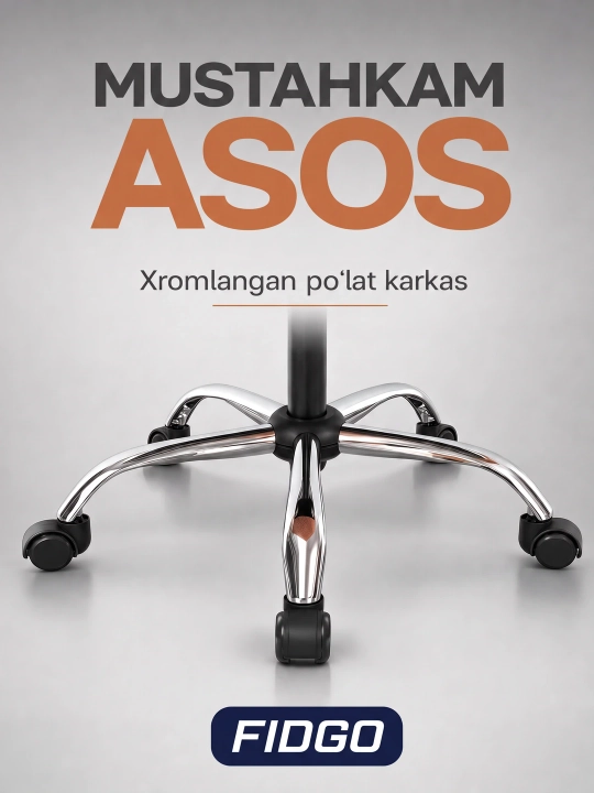 Uy va ofis uchun mo‘ljallangan ergonomik, tirsak tayanchi va sozlanadigan kreslosi FIDGO