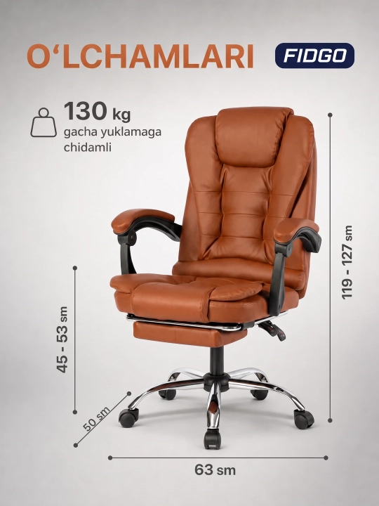 Uy va ofis uchun mo‘ljallangan ergonomik, tirsak tayanchi va sozlanadigan kreslosi FIDGO