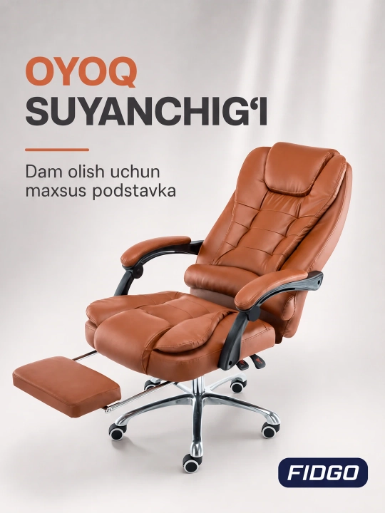 Uy va ofis uchun mo‘ljallangan ergonomik, tirsak tayanchi va sozlanadigan kreslosi FIDGO