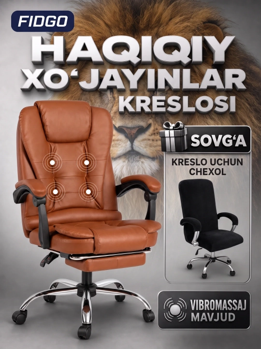 Uy va ofis uchun mo‘ljallangan ergonomik, tirsak tayanchi va sozlanadigan kreslosi FIDGO