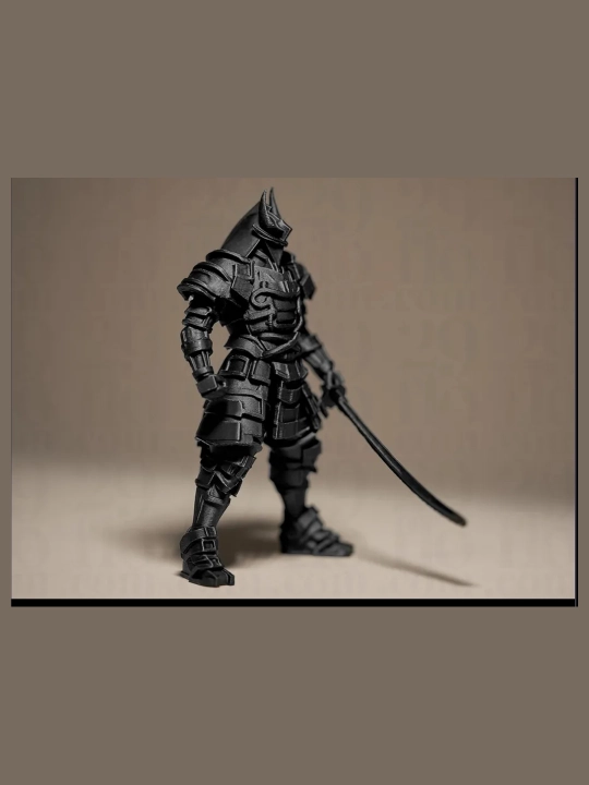 Фигурка Самурай в доспехах с катаной, черная, 3D-печать