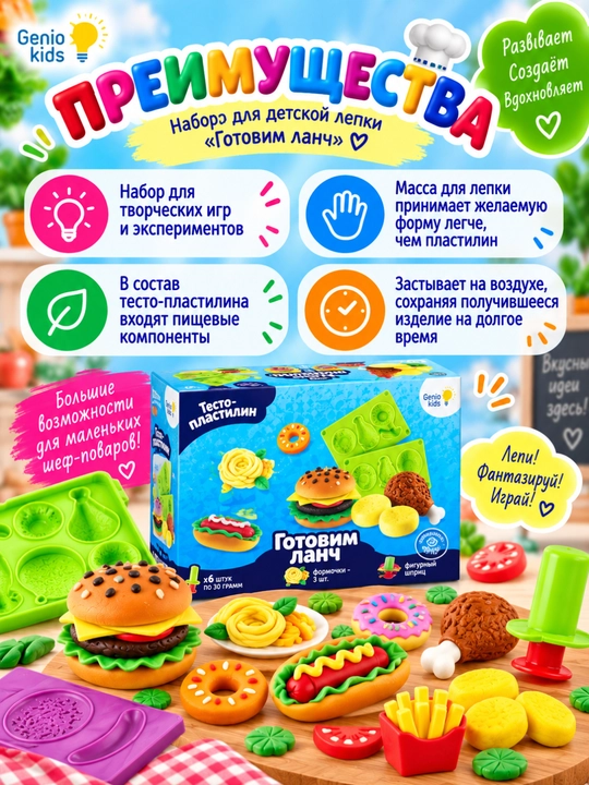 Набор для детской лепки «Тесто-пластилин. Маленький повар», DREAM MAKERS