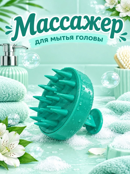 Массажная щетка, расческа для мытья волос, для кожи головы и тела - 