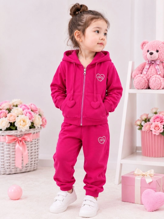 Qizlar uchun kapyushonli 3 qismli sport kostyumi, shim va yengi uzun sviter, hudi, troyka