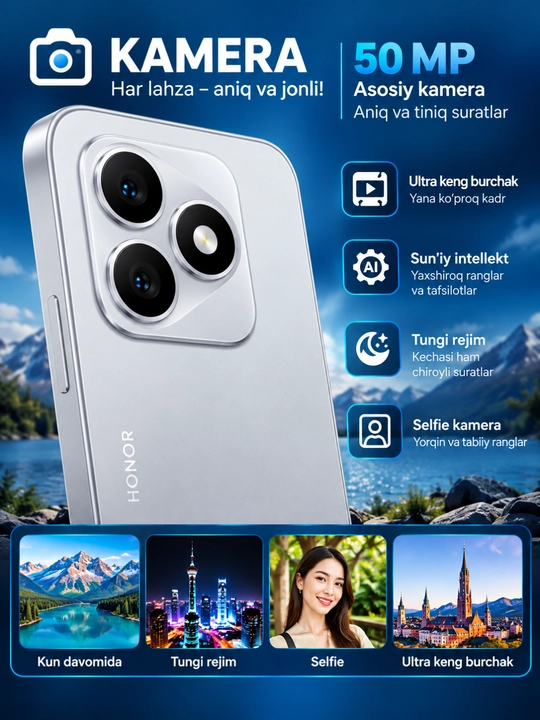 Ударопрочный смартфон HONOR X8d, NFC, 8/128/256 GB, влагозащита X8D,Honor