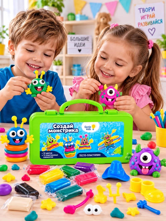 Набор для детской лепки GENIO KIDS-ART, Создай монстрика