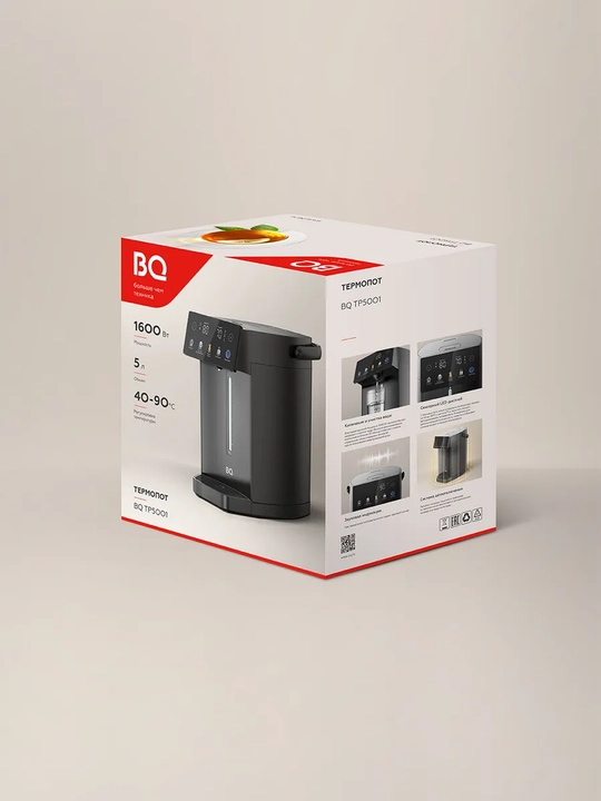 Termopot BQ TP5001 5l,quvvati 1600Vt, isitish harorati 40 dan 90°C gacha, AISI304 kolbali