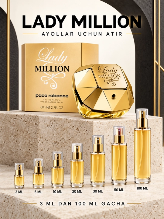 Paco Rabanne Lady Million ayollar atiri,ayollar parfumi, Eau de Parfum, 3–100 ml