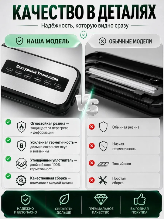 Вакуумные упаковщик, вакууматор для продуктов с пакетами