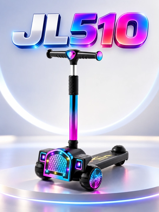 JL-510 — детский самокат с LED-подсветкой, 3 колеса, яркий дизайн - 
