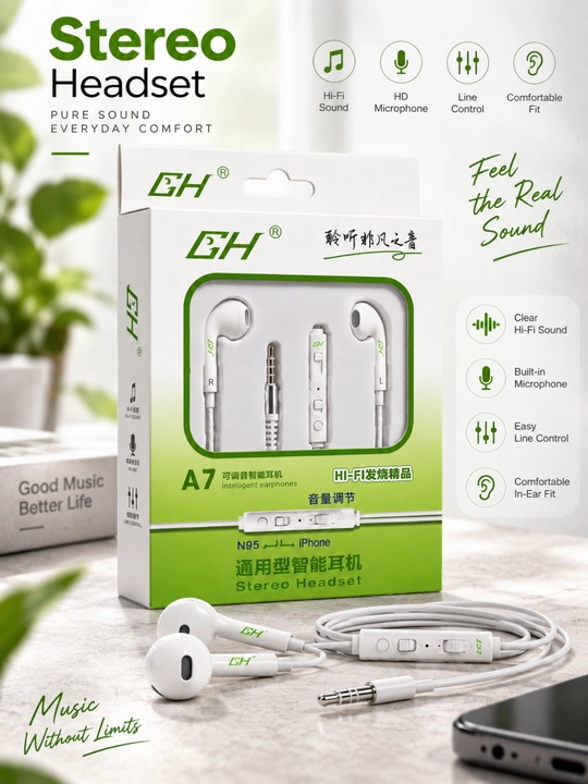 A7 stereo проводные наушники с микрофоном 3.5 мм для android, iPhone и планшетов - 