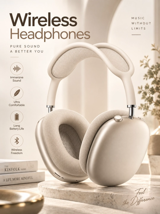 Премиальные беспроводные Bluetooth наушники Hi-Fi Stereo с шумоподавлением и микрофоном - 
