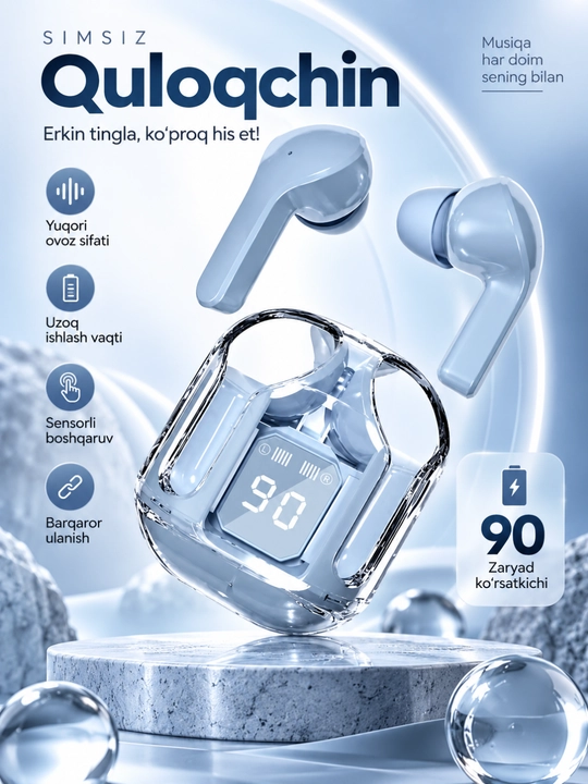 AIBT TWS Bluetooth 5.3 Simsiz Naushnik, LED Displeyli Type-C Zaryadlash Qutisi - 