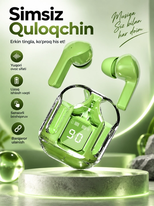 AIBT TWS Bluetooth 5.3 Simsiz Naushnik, LED Displeyli Type-C Zaryadlash Qutisi - 