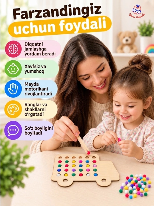 Pomponli mozaika, bolalar uchun rivojlantiruvchi mozaika