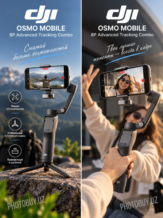 DJI Osmo Mobile 8P Advanced Tracking Combo AI smartfon stabilizatori