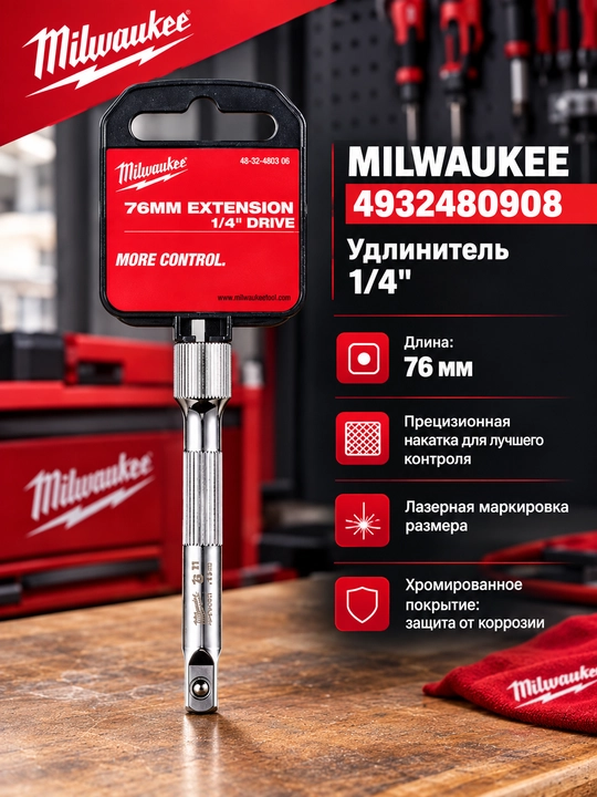 Удлинитель 1/4" - 76 мм Milwaukee