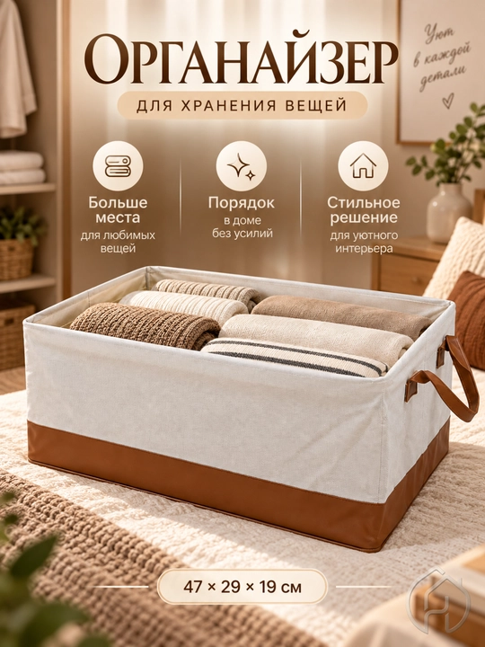 Органайзер для хранения одежды и белья, короб для шкафа, 47 × 29 × 19 см db-140-79