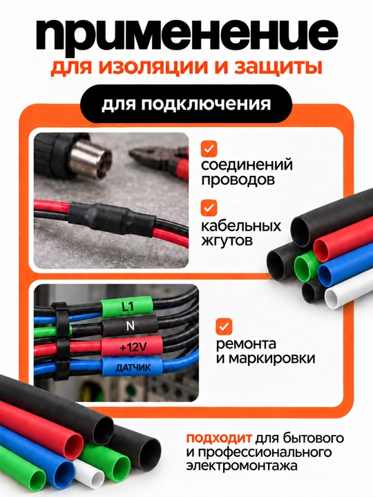 IEK 2/1, 4/2, 6/3, 8/4 TTU to‘plami, issiqlik bilan qisqaradigan quvurlar