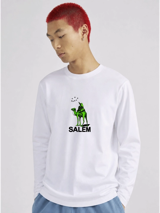 MICONIC oq oversayz longsliv, neon Salem printi bilan
