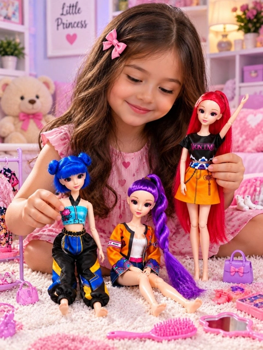 Кукла Cutie Emily Girl в пушистом костюме, с мягкой игрушкой и расчёской