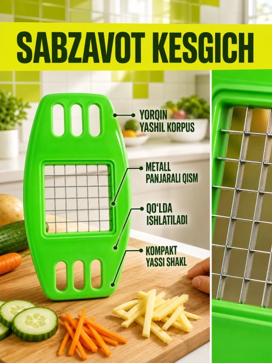 Oshxona uchun qo'lda ishlatiladigan plastik sabzavot kesgich - 