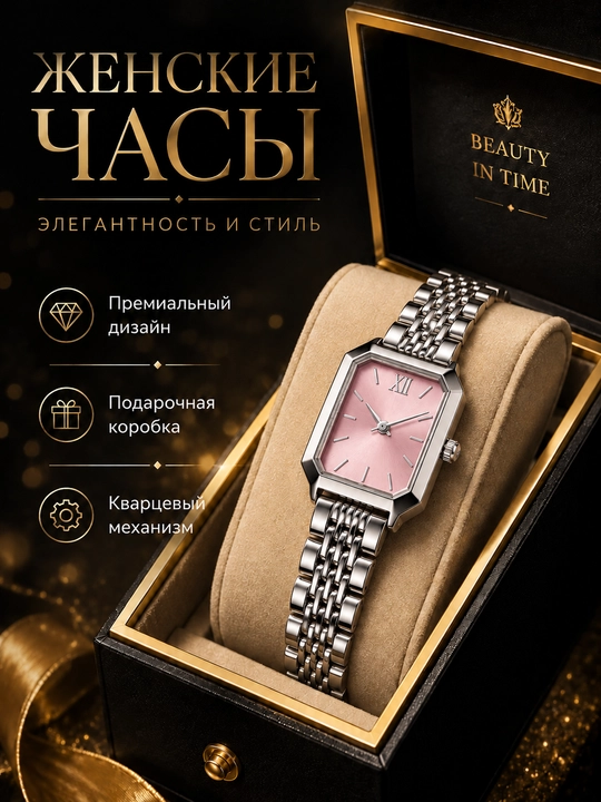 Женские часы с кожаным ремешком, классический дизайн, кварцевые, прямоугольный корпус - 