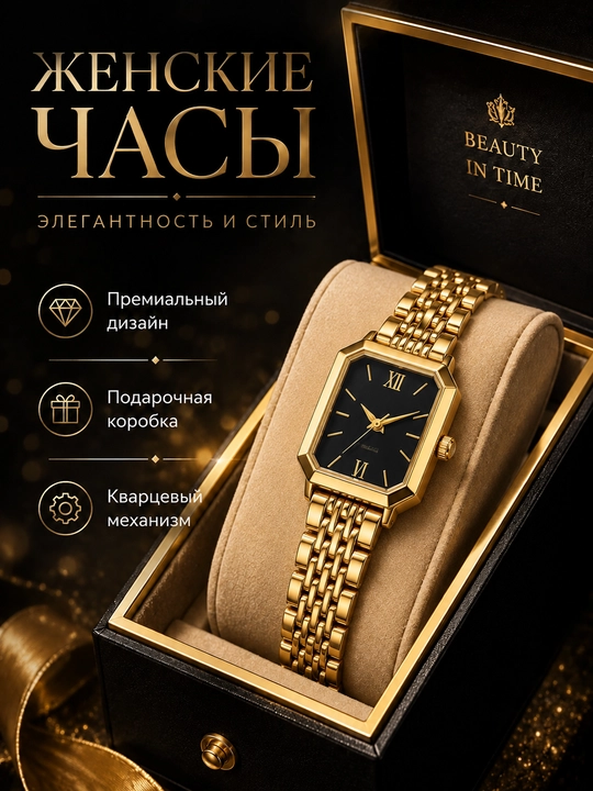 Женские часы с кожаным ремешком, классический дизайн, кварцевые, прямоугольный корпус - 