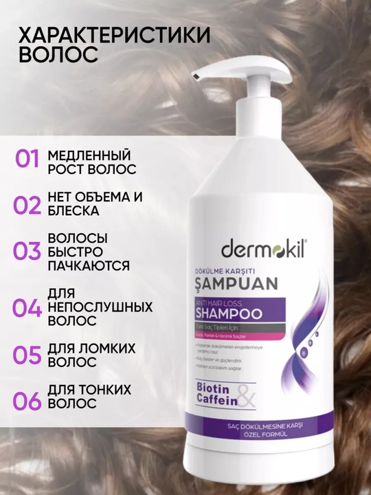 Шампуни Dermokil, 3 в 1: против выпадения, перхоти и для здорового роста волос