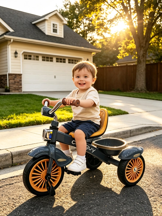Детский трёхколёсный велосипед, для детей 1–5 лет, с подсветкой и музыкой, колёса EVA