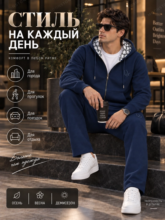 Мужская двойка с капюшоном, осенний спортивный костюм для мужчин