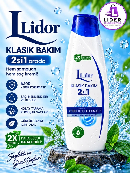 Шампунь Lidor 4 вида, Классик, Ментол, Лимон, 2 в 1, уход за волосами