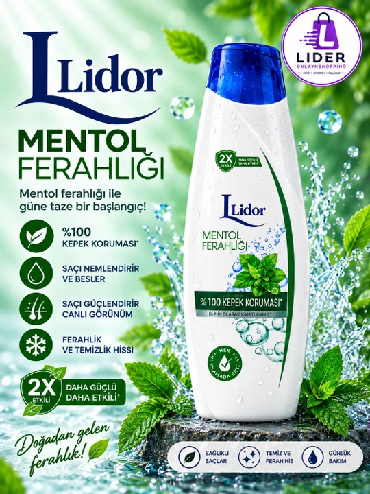 Шампунь Lidor 4 вида, Классик, Ментол, Лимон, 2 в 1, уход за волосами