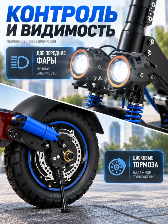 Электросамокат KH-M4 с сиденьем, 350 Вт, до 35 км/ч, запас хода до 30 км, колёса 10"