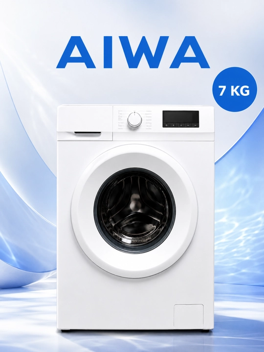 AIWA avtomat kir yuvish mashinasi 7 kg, frontal yuklash, displeyli, oq