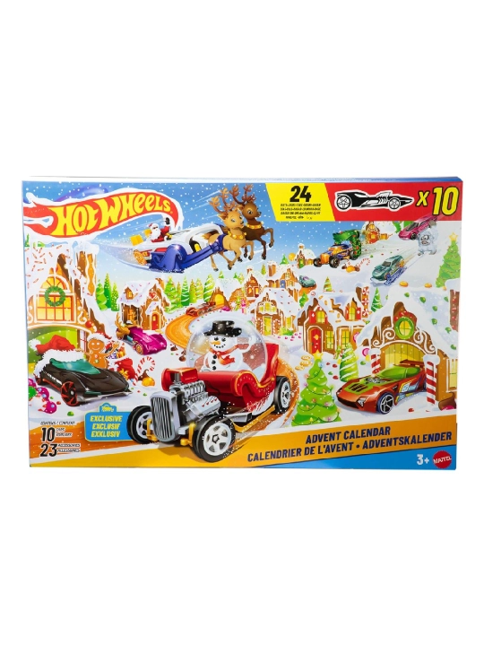 Hot Wheels 2025 Advent kalendari, 10 ta 1:64 mashina va 24 ta syurpriz - 