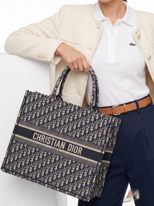Ayollar uchun sumka shopper, Christian Dior uslubida, har kunlik mos