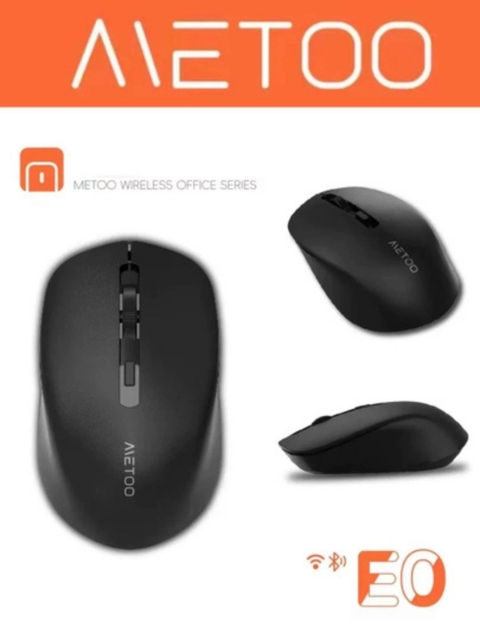 Simsiz sichqoncha METOO E0, Bluetooth 5.1 va 2.4G, qora