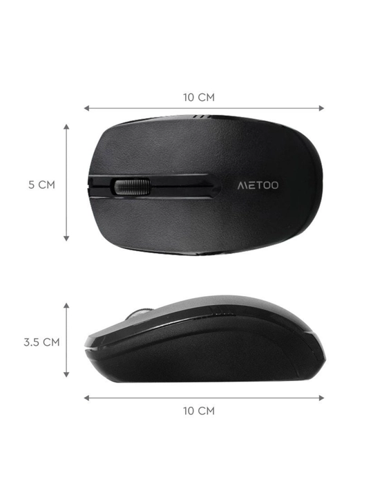 Simsiz sichqoncha METOO E0, Bluetooth 5.1 va 2.4G, qora
