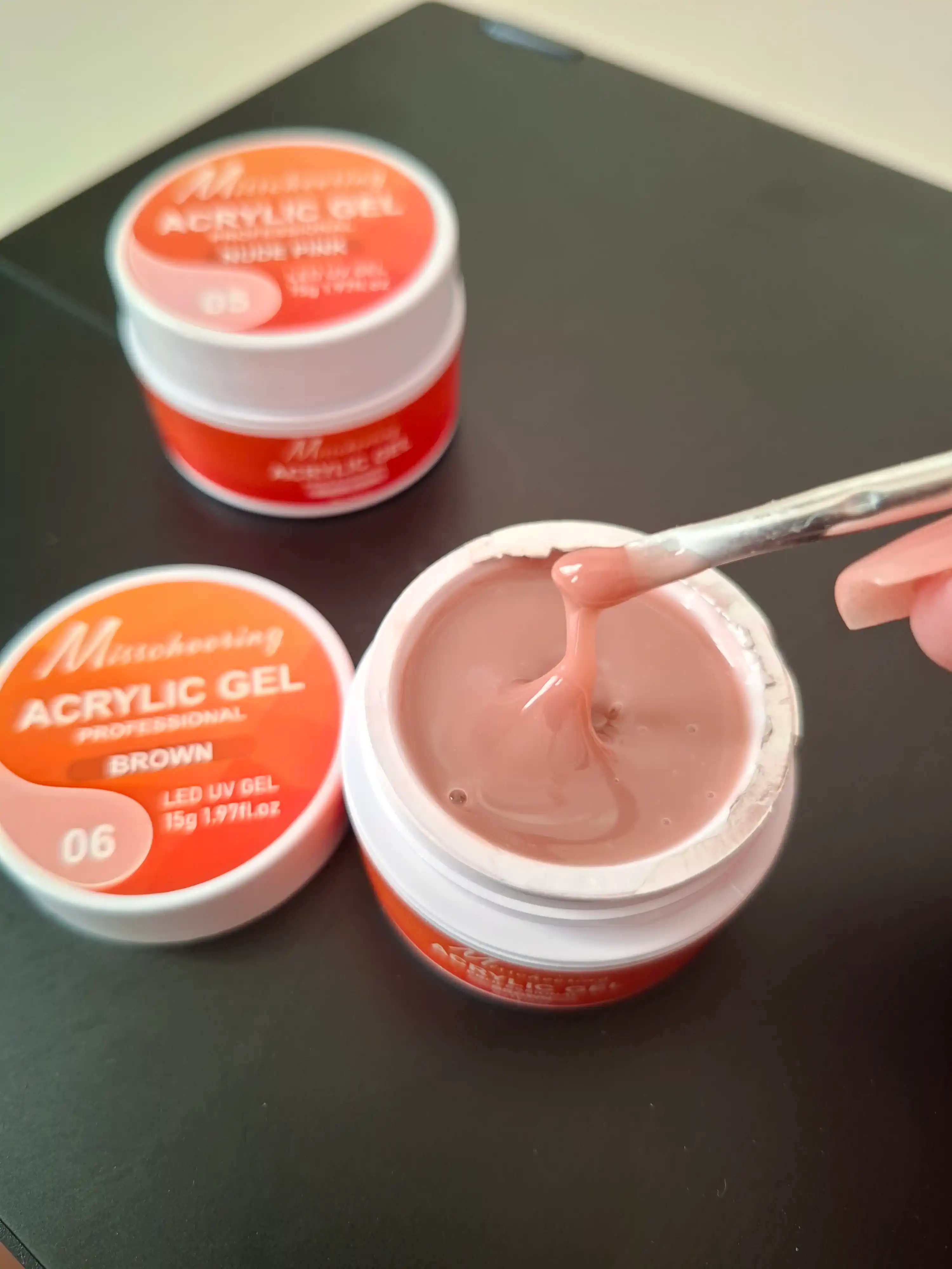 Tirnoqlarni o‘stirish va modellashtirish uchun akril-gel, rangli kamuflyaj, 15 g